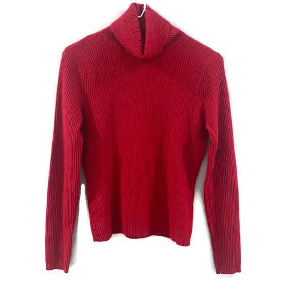 Daniel Bishop Cashmere Ribbed Turtleneck Sweater - Red S - Picture 1 of 4